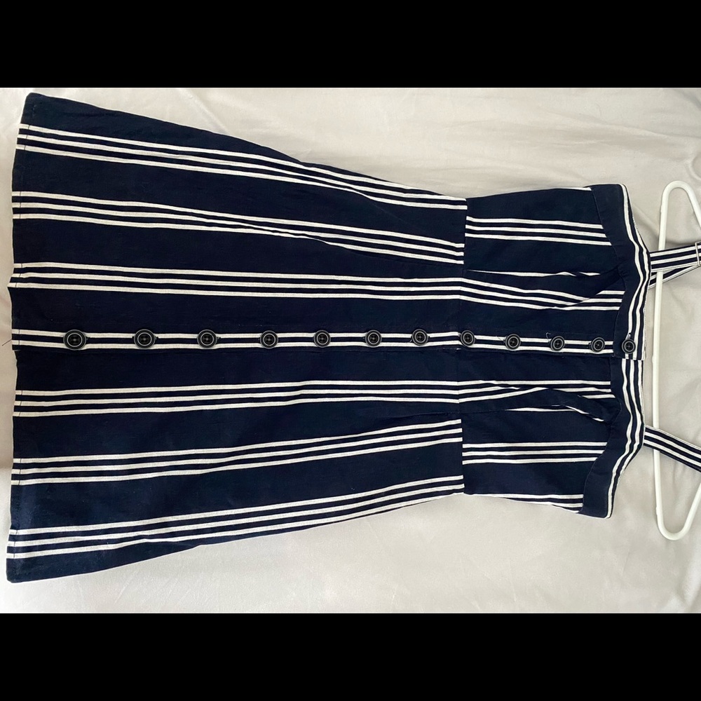 Tillys navy and white striped dress button up
